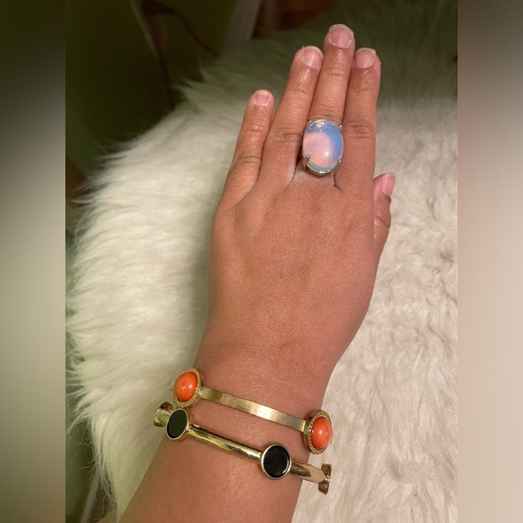 Set of 2 orange and black stone statement bracelets - Picture 4 of 4